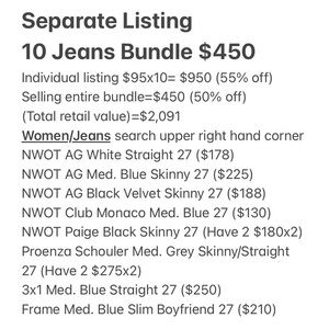 🍎10 Paris of Jeans Bundle Size 27 runs tts